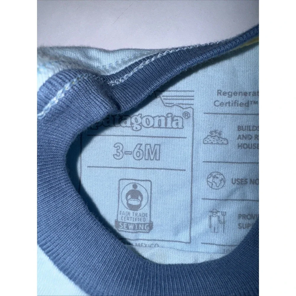 Patagonia Baby Organic Cotton Blue Graphic‎ Logo T-shirt Size 3-6 Months NWOT